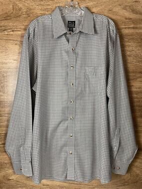 Jos. A. Bank Button Shirt Mens XL Traveler Collection Plaid Tailored Fit Cotton